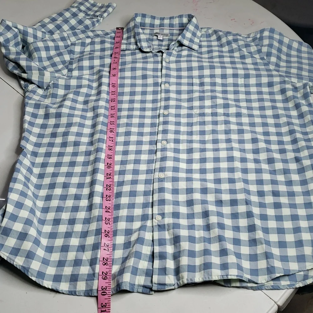 Peter Millar Cotton Silk Button Up Long Sleeve Shirt Size XL Gingham Plaid Logo